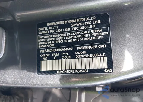 2018 Infiniti Qx30 Premium from USA, damaged, VIN SJKCH5CR9JA045461
